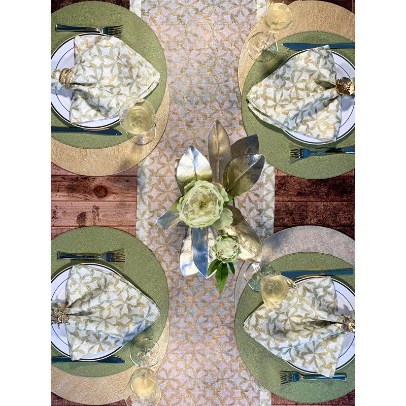 Shamrock Metallic Print Napkin, Willow