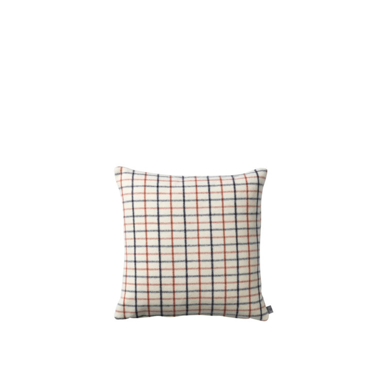 Slotsholmen Wool Plaid Pillow Cover & Insert, Square 19.69", Red/Beige Striped