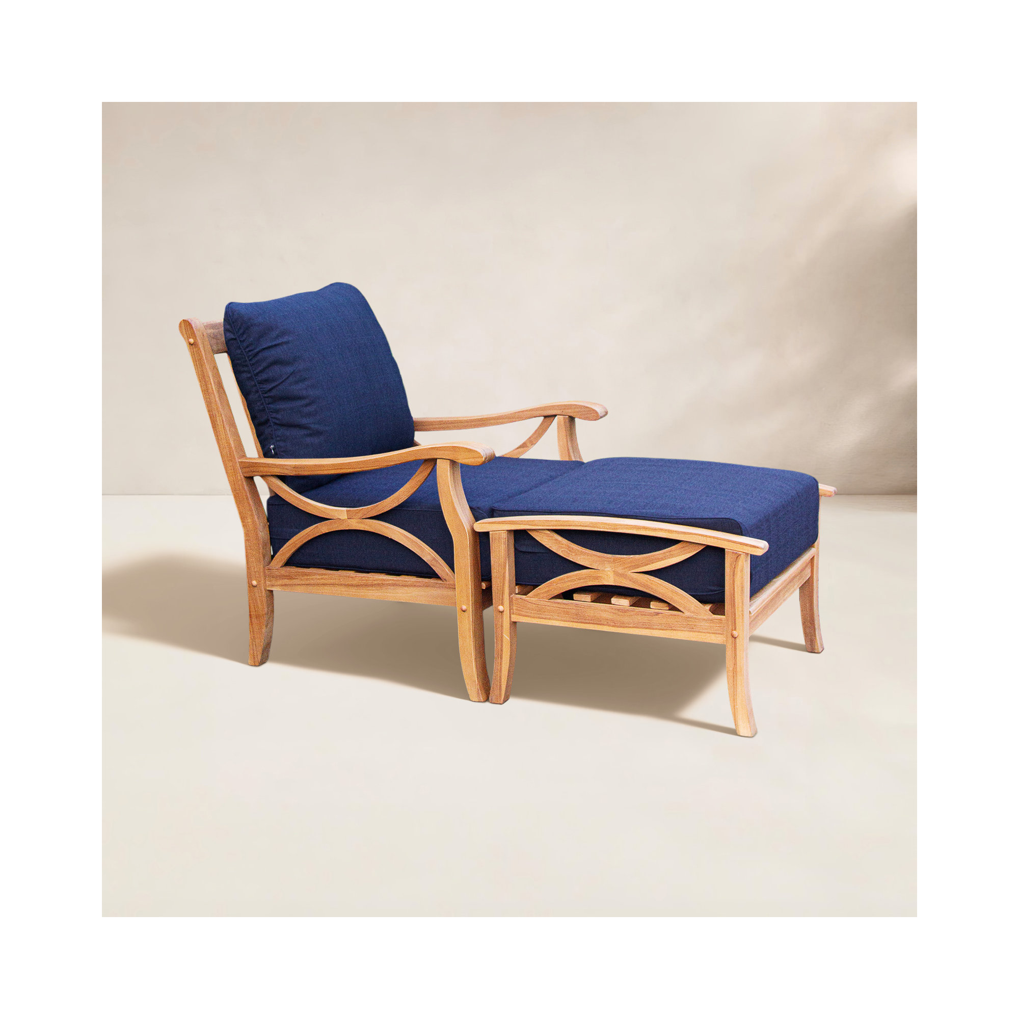 Brunswick 2 - Piece Teak Outdoor Seating Group With Cushions, Navy