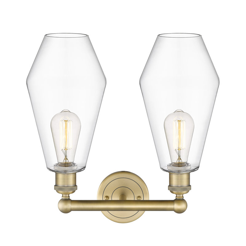 Amylea 2 - Light Dimmable Vanity Light, Clear, Brushed Brass