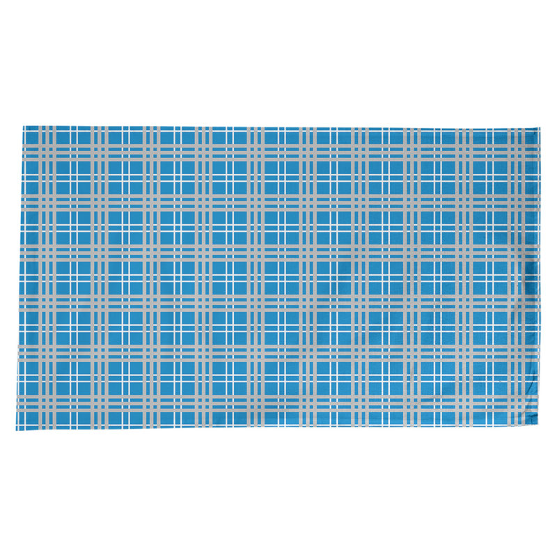 Nappe en mélange de coton à carreaux, Bleu Carolina / blanc / argent