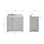 ARIEL TAYLOR 37 IN LEFT OFFSET RECTANGLE SINK VANITY-414248476-414248931-448757062