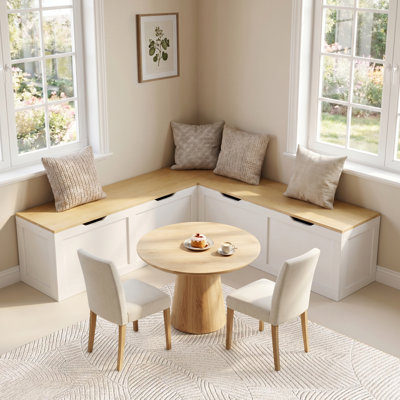Banc de rangement en forme de L de 63 po, coin repas avec coin repas, banc de coin modulaire avec rangement caché pour le vestibule de la salle à manger