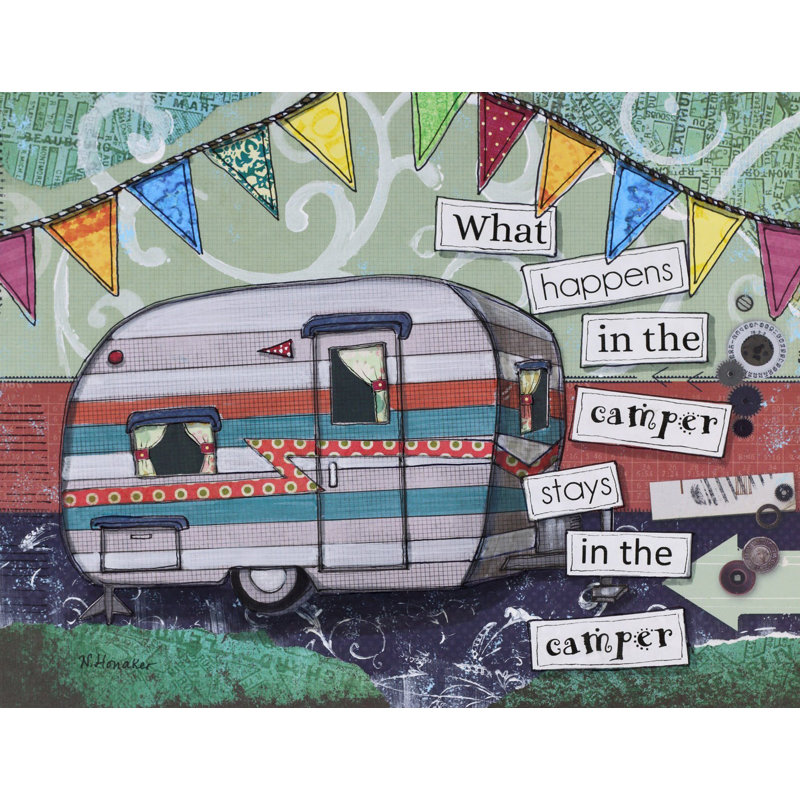 «Happy Camper» par Morrell, reproduction d'art sur toile tendue, H 30 po x l 39 po