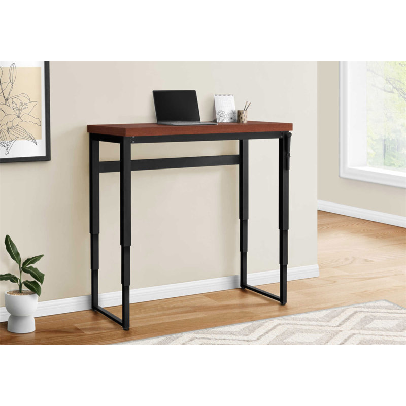 Bureau d'ordinateur, bureau personnel, debout, réglable, L 48 po, travail, ordinateur portable, métal stratifié brun, contemporain, moderne