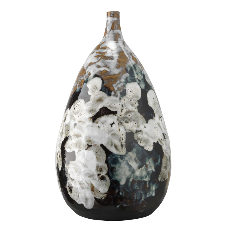 Handcrafted Multicolor Abstract Ceramic Urn Table Vase