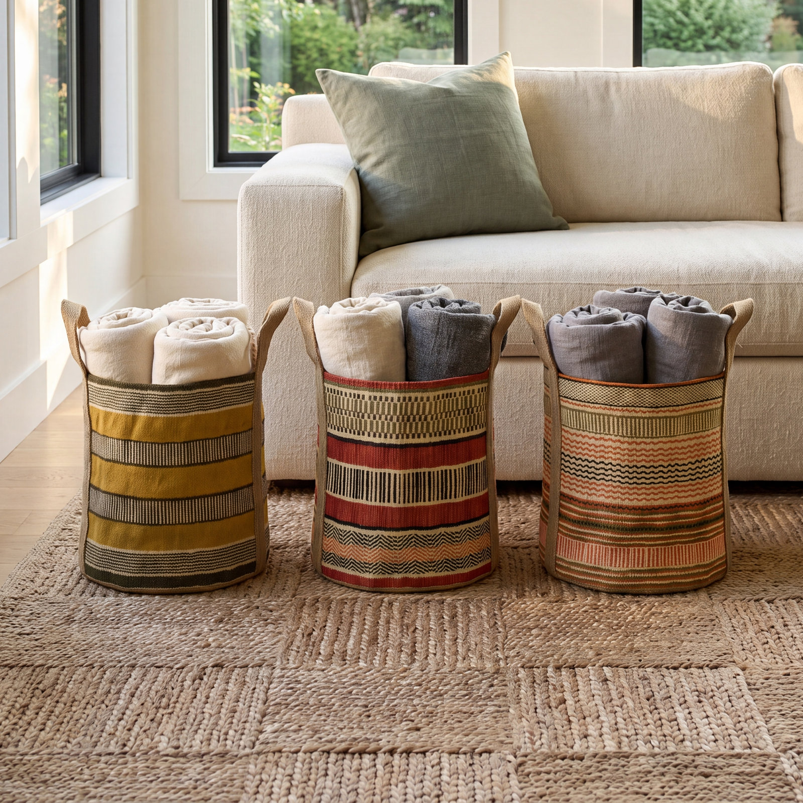 Jute / Sisal Decorative Basket - Set of 3