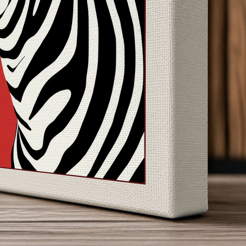 Zebra Portrait Modern - Wrapped Canvas, 30x20 - 76.2 x 50.8 cm, Cream Border