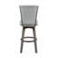 Ensemble de 2 chaises à hauteur grise avec siège pivotant et tissu capitonné revêtu de bois massif de style gris