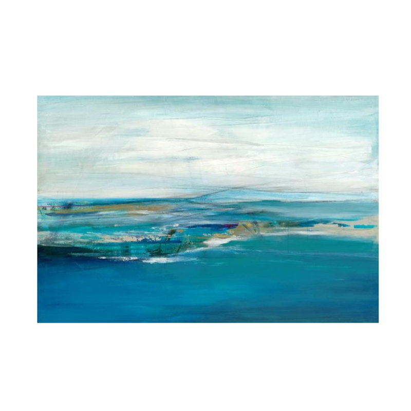 As the Ocean par Sara Brown - impression d'art graphique, Pinceau gel, H 24 po x l 36 po