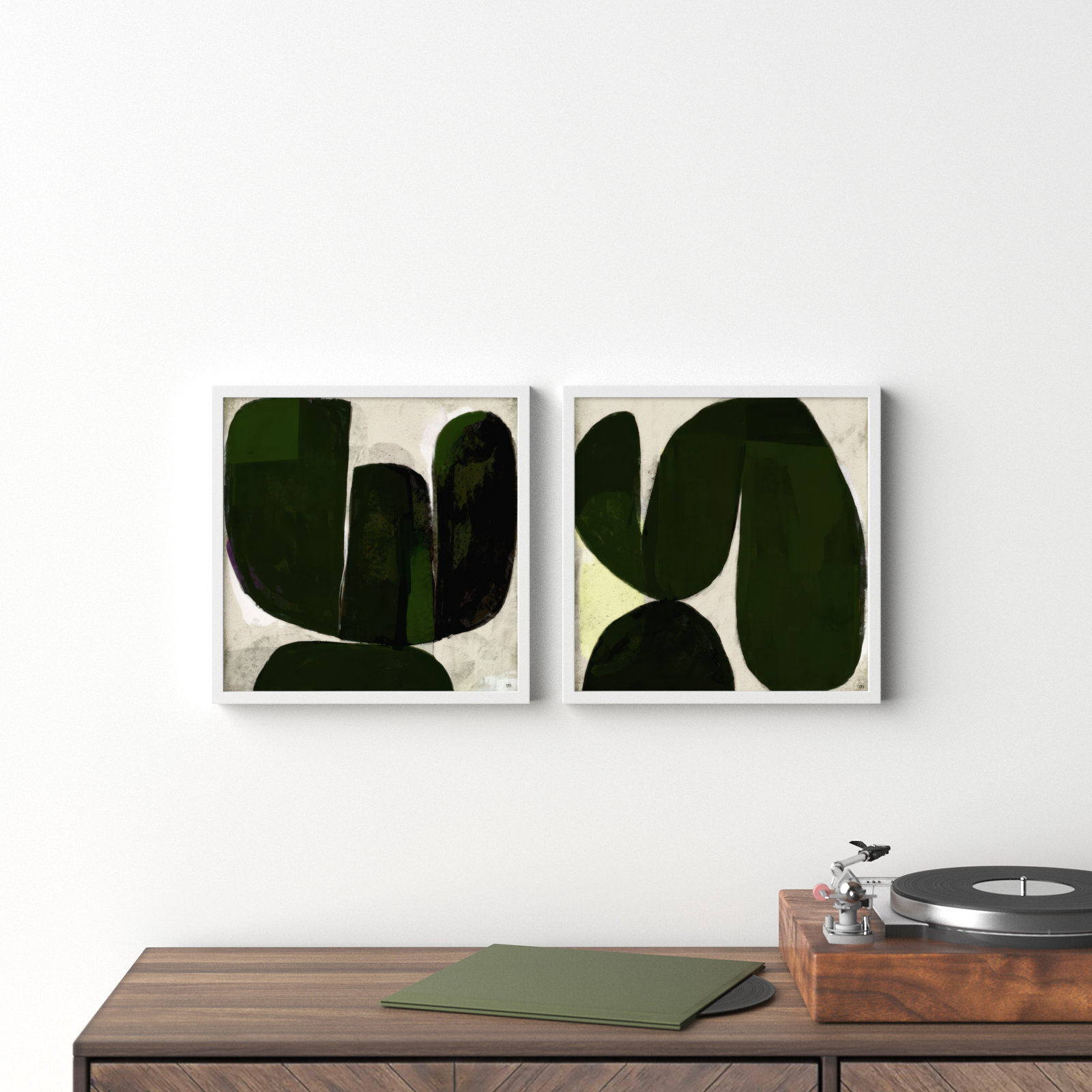 Succulent Set Of 2 by StudioM, 16" H x 16" W x 1.25" D, White