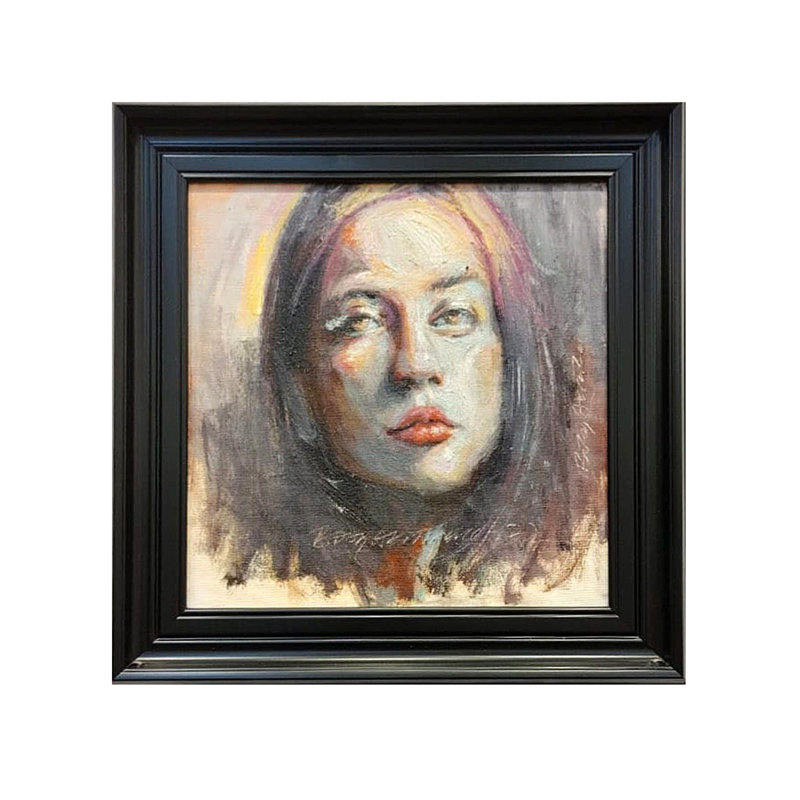 Jeune fille | Magnifique peinture encadrée |  Par Boby Abraham | Huile sur toile