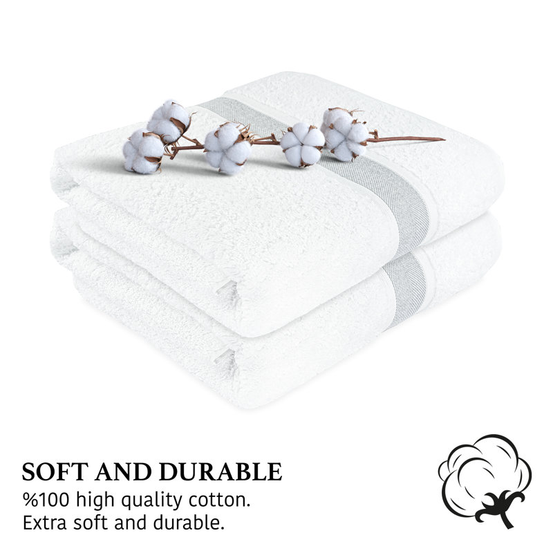 Plush Bath Towel, White/Silver, 4