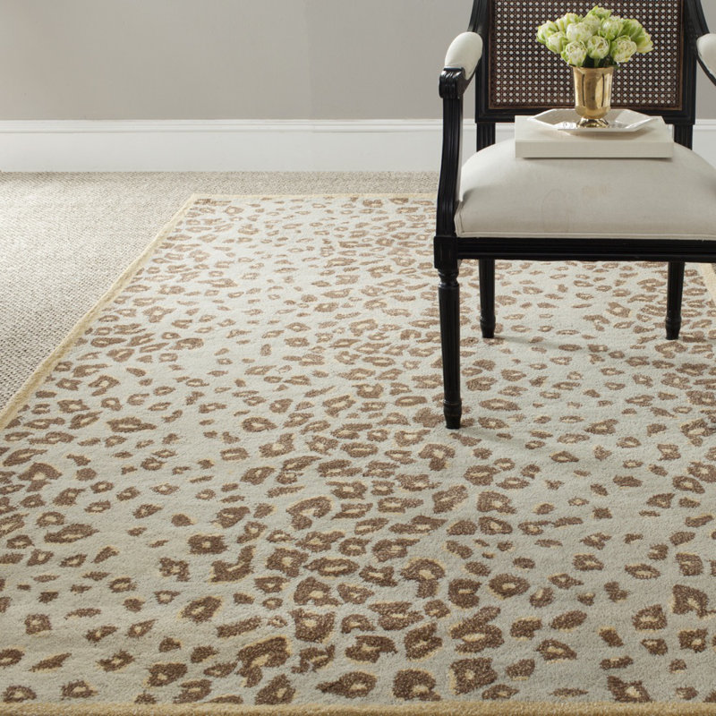 Jamon Martha Stewart Hand Tufted Wool/Viscose Animal Print Rug in Horizon Sand Beige, Rectangle 9' x 12'