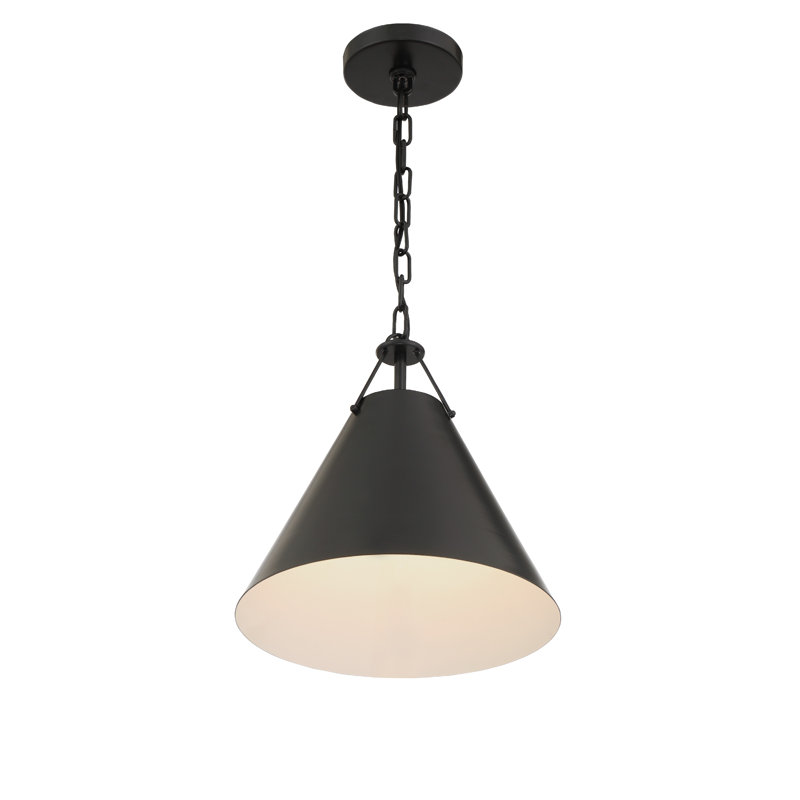 Luminaire suspendu conique à 1 lumière Kinston, Noir, Noir, noir, noir, noir