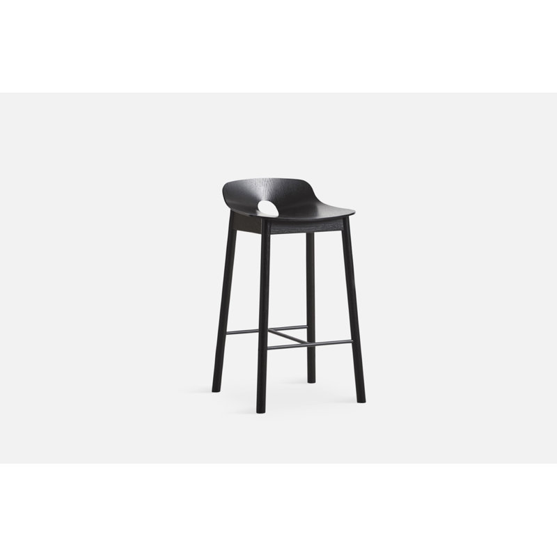 Mono Bar Stool, Counter Stool (25.59'' Seat Height), Oak/Black