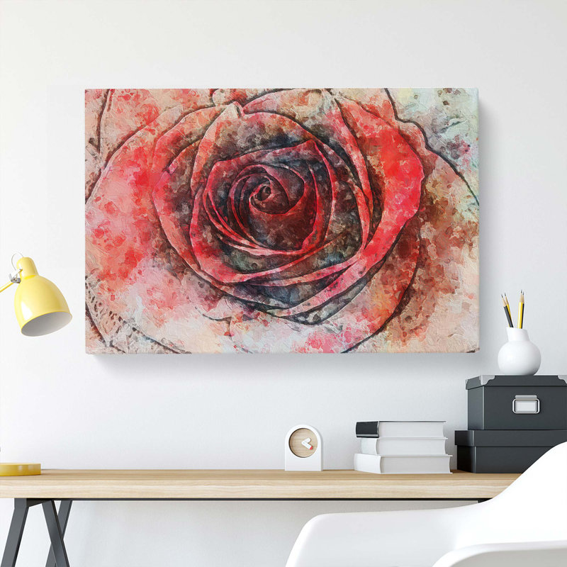 Rose In Abstract - Wrapped Canvas, 50cm H x 76cm W x 3cm D