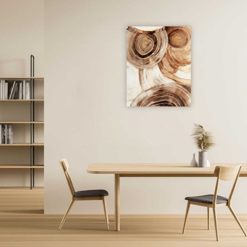 Art mural abstrait brun neutre géométrique sur toile 24 po x 32 po