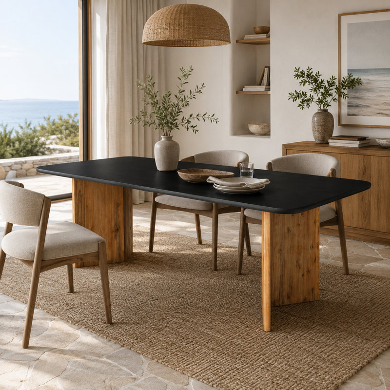 Table de salle à manger Balictar, Black/Brown