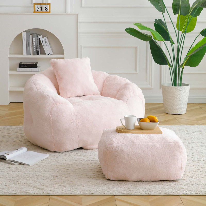 Fauteuil à billes Giant, Fausse fourrure rose