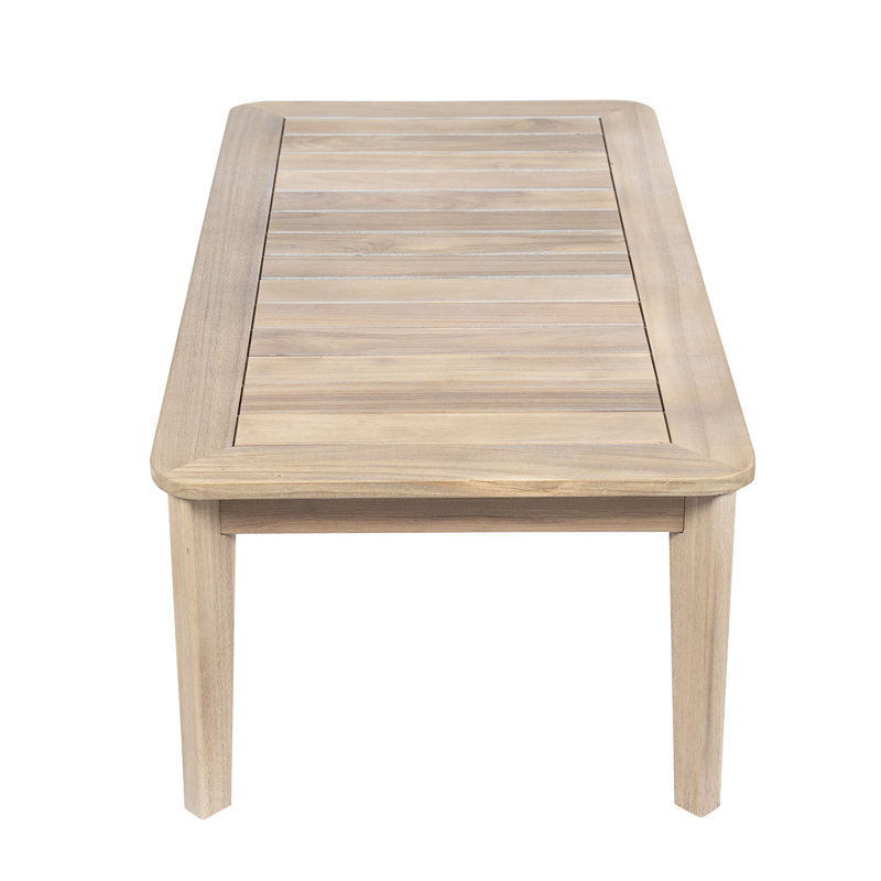 Table basse d'extérieur en bois d'acacia avec plateau à lattes Cairo Modern Coastal