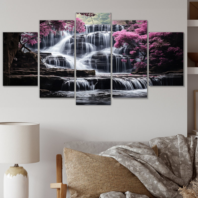 «Waterfall Transcendent Beauty II», impression d'art sur toile - 5 panneaux