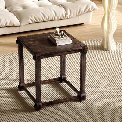 Table d'appoint en bois massif, bois rétro de 30 ans et plus, fabrication artisanale à mortaise et tenon, surface résistante aux égratignures, table de chevet et canapé robuste pour la chambre à coucher de salon 20 po x 22 po x 22 po