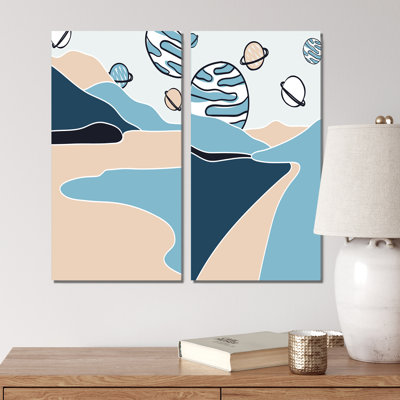 «Vintage Abstract Organic Landscape in Retro I», ensemble de 2 reproductions