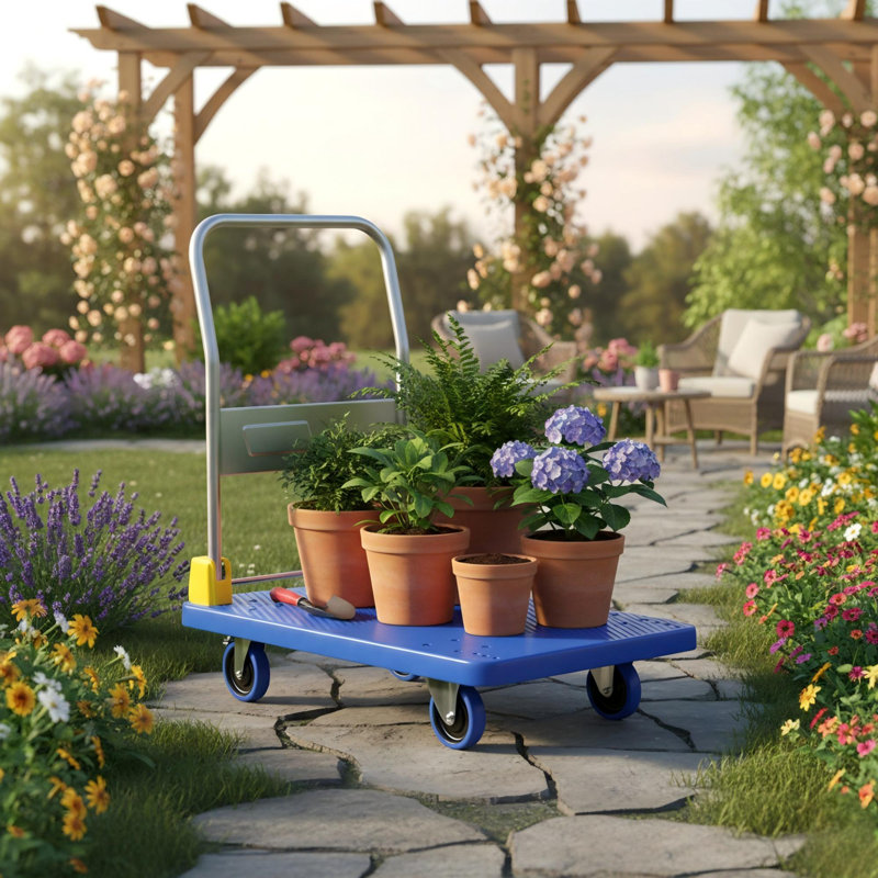 Heavy-Duty Foldable Platform Truck, Blue, 35.8" H x 23.2" W x 35.4" D