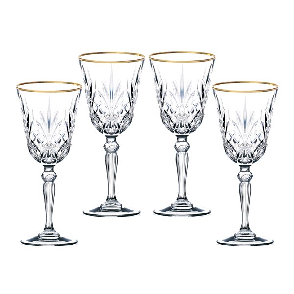 Lorren Home Trends Opera Gold Rim 11 fl. oz. Crystal High Ball Set