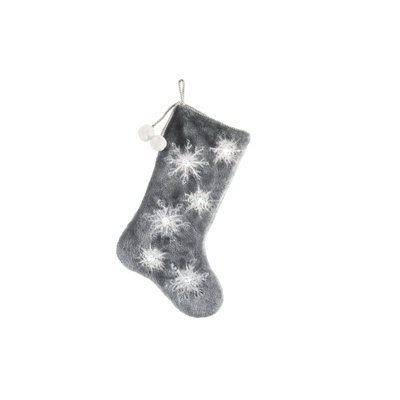 Snowflake Sequin Soft Plush Furry Light Up Christmas Stocking