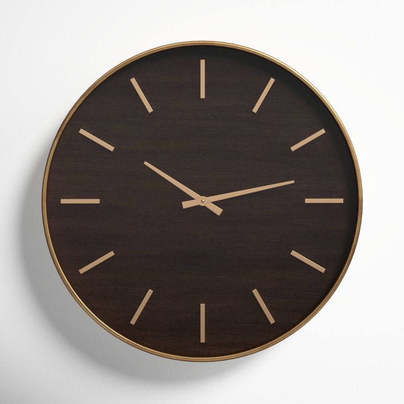 Mari 23.75'' Round Mahogany and Metal Wall Clock