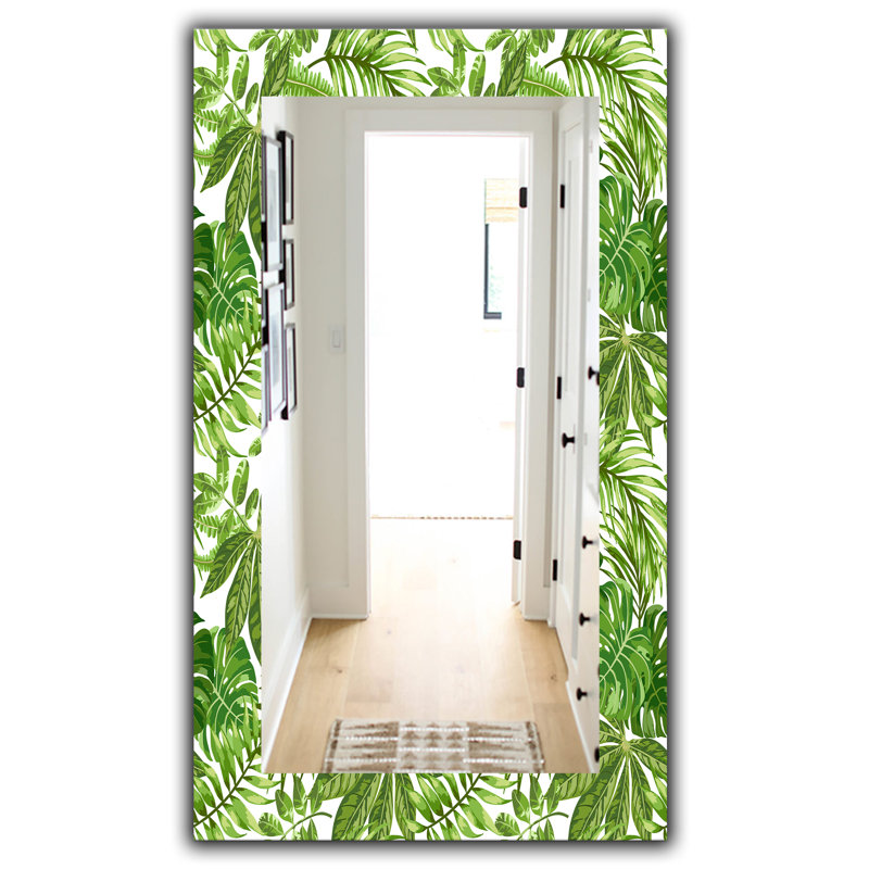 Miroir décoratif 19 bohémien et éclectique sans cadre à feuillage tropical, H 39,4 po x l 29,5 po