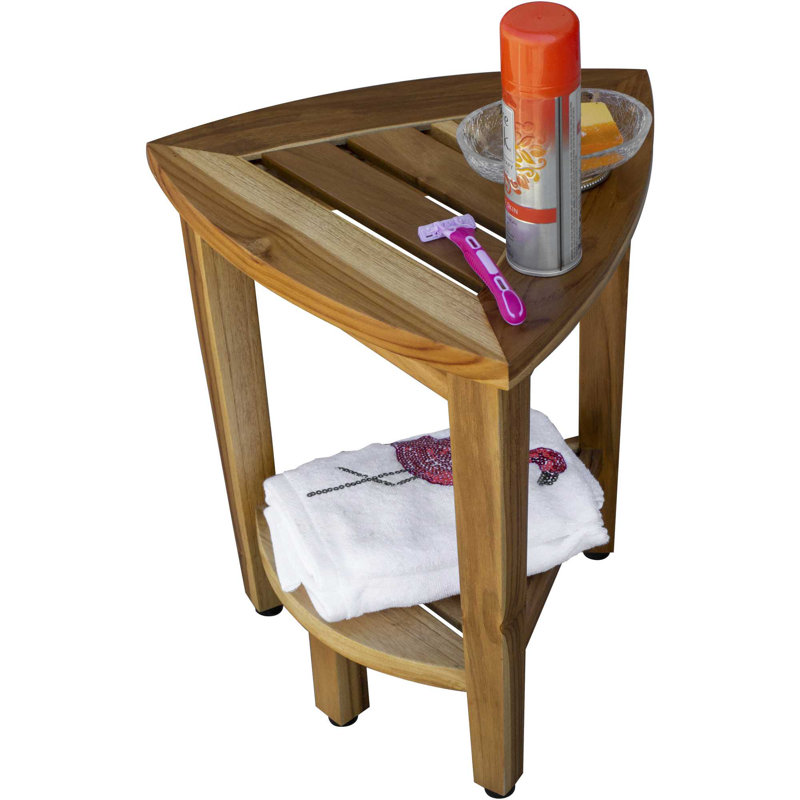 Ripley Teak Corner Shower Bench, Natural, 19" H x 16" W x 15" D