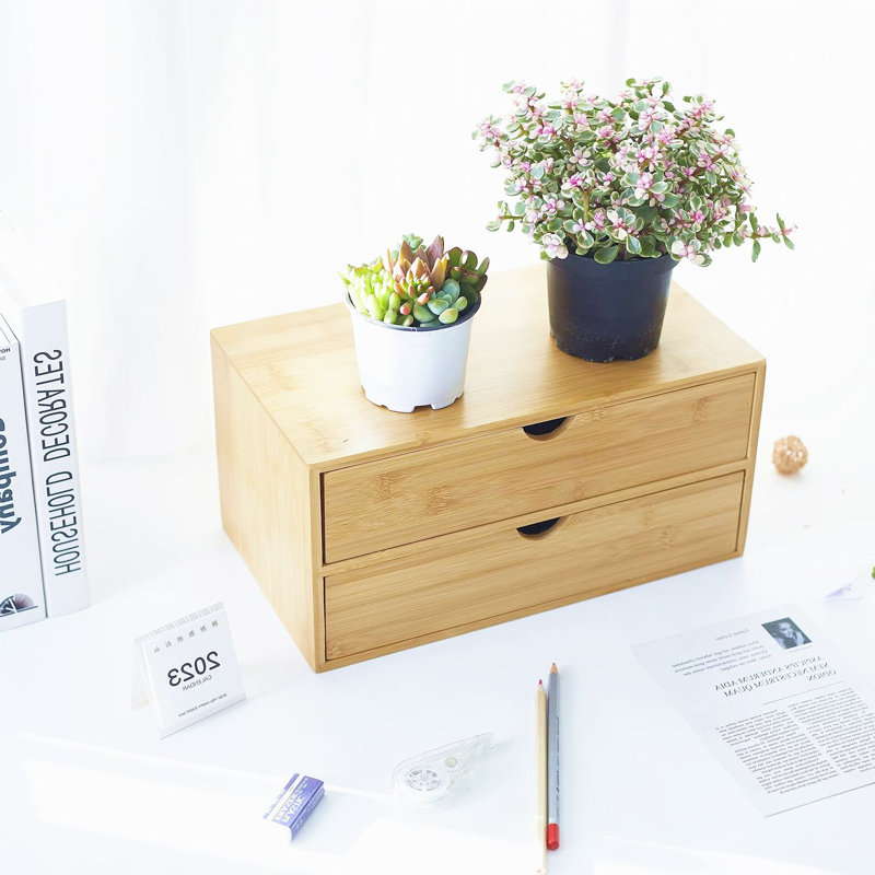 Bamboo Desk Organizer with 2 Drawers