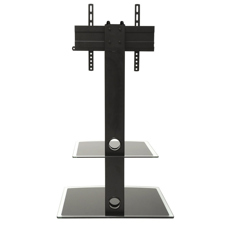 Laymoune Black Floor Stand Mount for Plasma/LCD/LED with Shelving, Holds up to 25 Kg