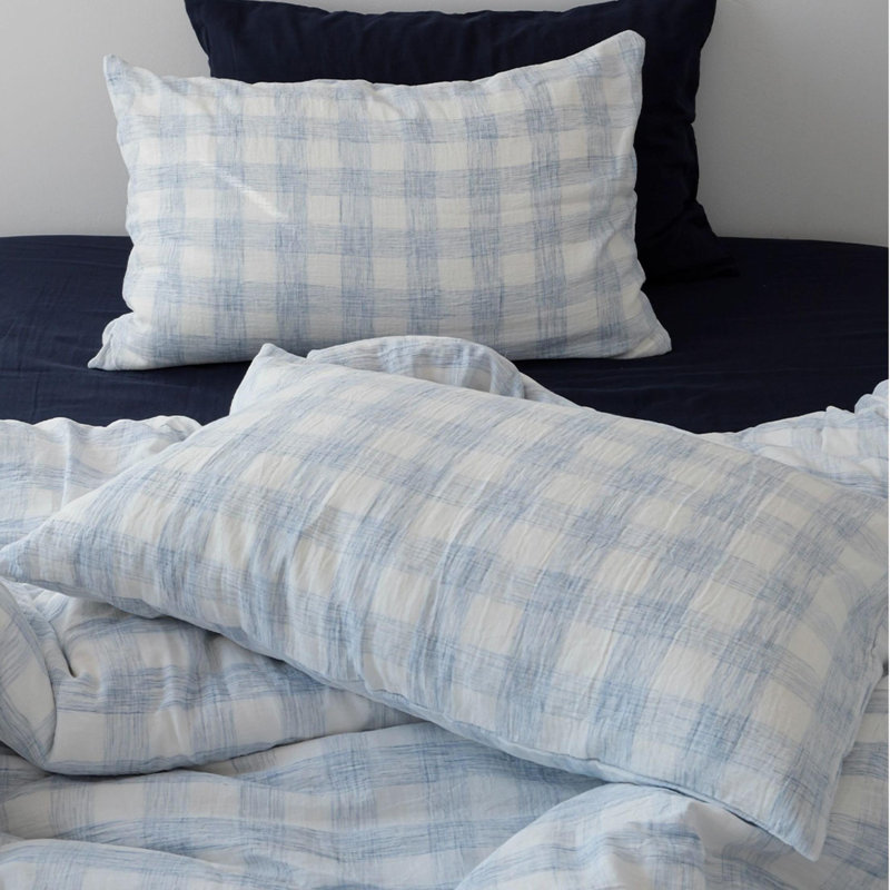 Buffalo Plaid Muslin Duvet Cover Set Vintage Aesthetic Cotton Bedding Set Natural Soft & Breathable Plaid Checkered Duvet Cover