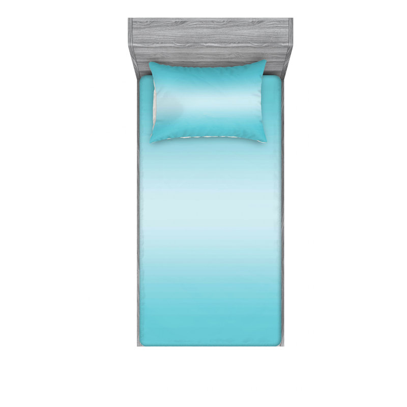 Microfiber Ombre Sheet Set, Twin XL Sheet Set with 1 Pillowcase, White/Blue
