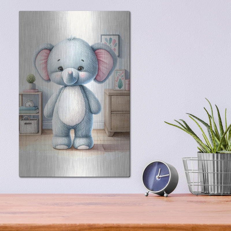 «Cuddly Elephant» par Andreas Magnusson, art mural en métal, 12 po x 16 po