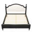 Très grand lit plateforme en bois avec structure de tête de lit tapissier et tissu beige-793776897-793776899