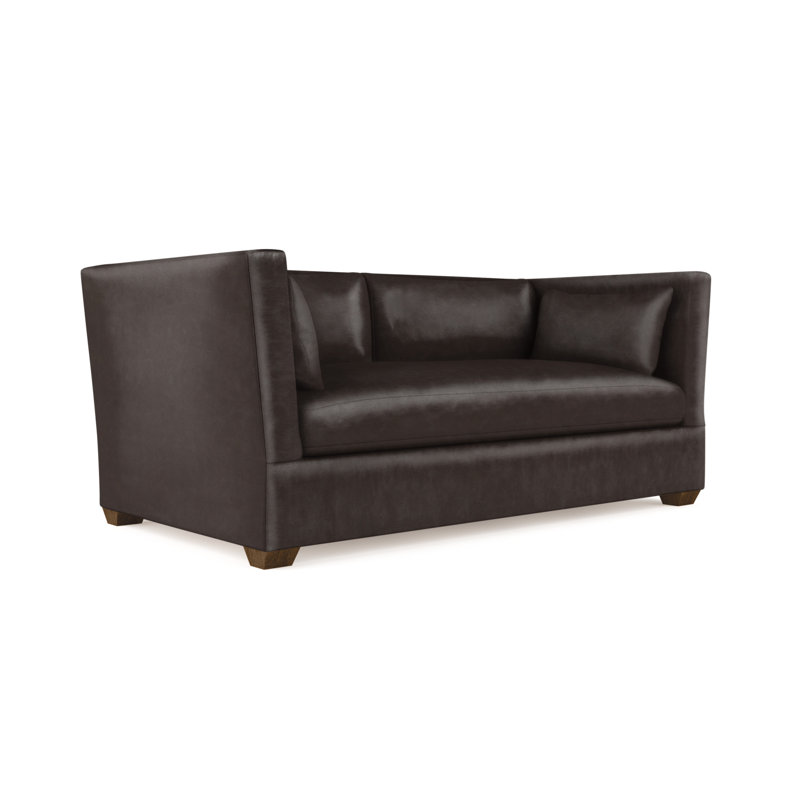 Causeuse Rivington, Velours moelleux imprimé bleu, H 31 po x l 72 po x P 37 po, Brun foncé