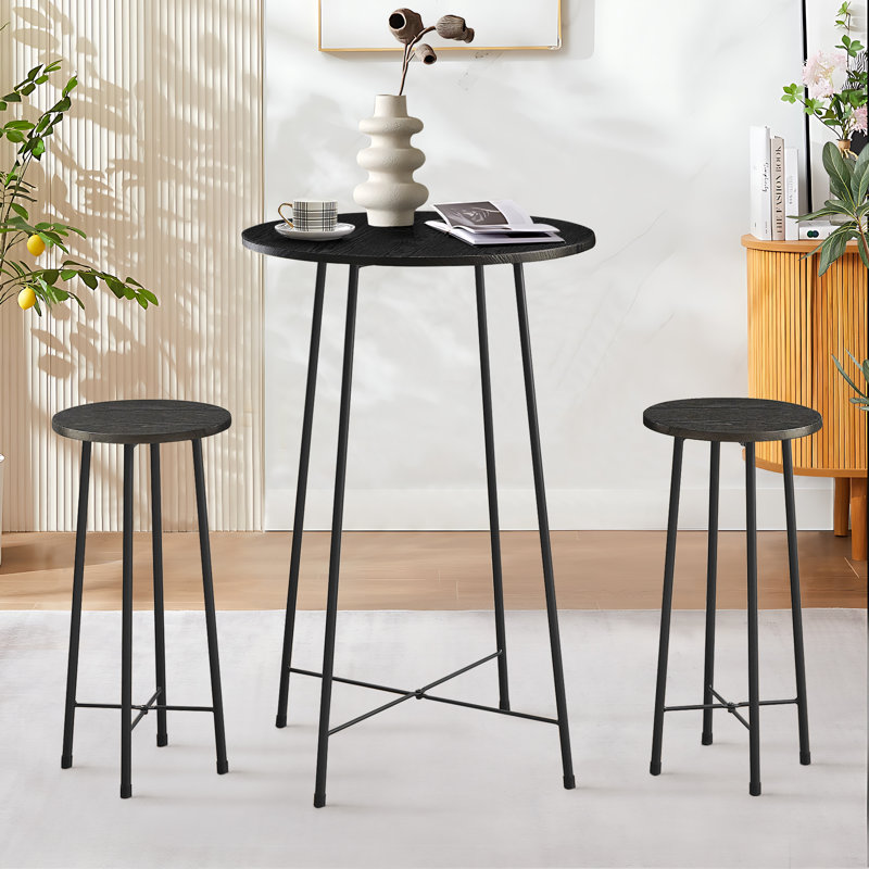 Rayshad 2- Person Counter Height Dining Set, Black/Black