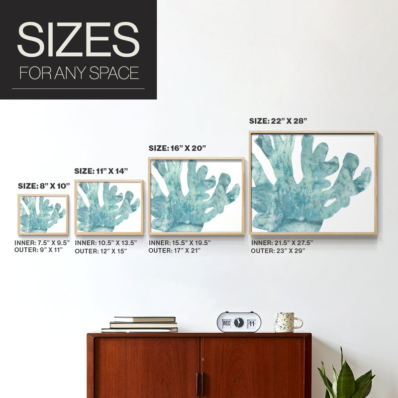 Blue Macro Coral I -Framed Print - Restickable, H 8 po x l 10 po, Naturel