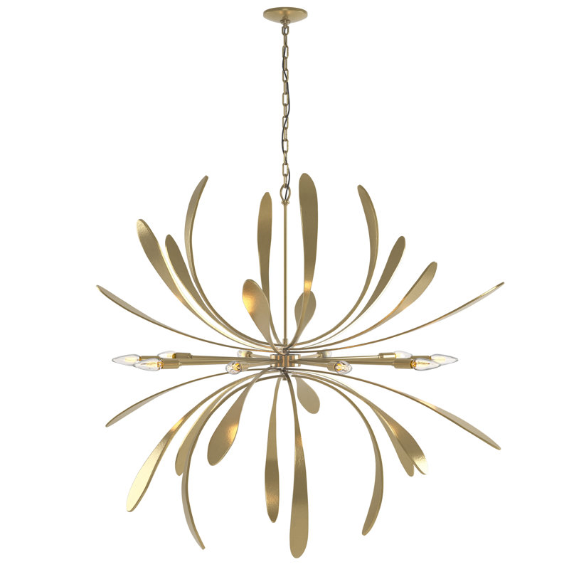 Dahlia Sputnik Sphere Chandelier, Modern Brass, 40.8" H x 48.9" W x 48.9" D