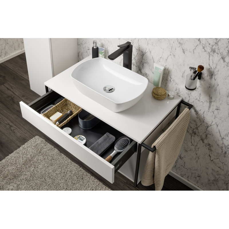 87cm Single Bathroom Vanity Base Only, White