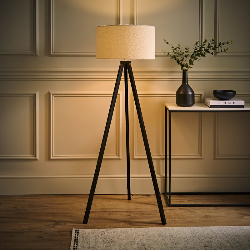 Baleine 132cm Tripod Floor Lamp Set, Black, Yes, Cream