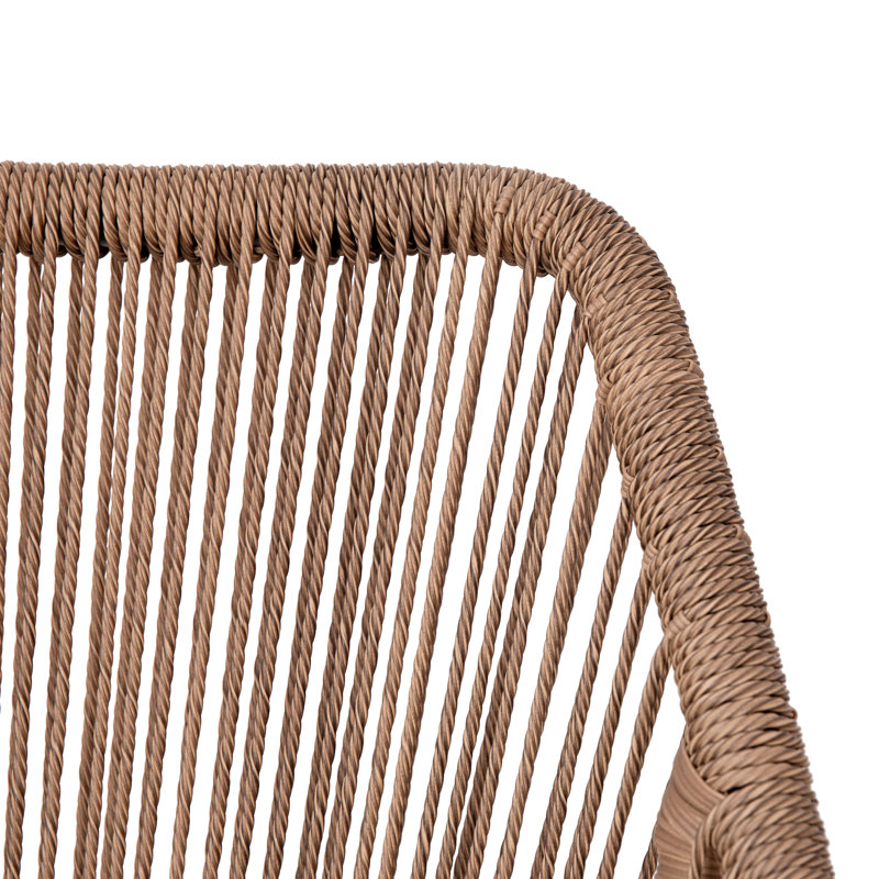 Natural Woven Metal Outdoor Dining Chairs with Cushions