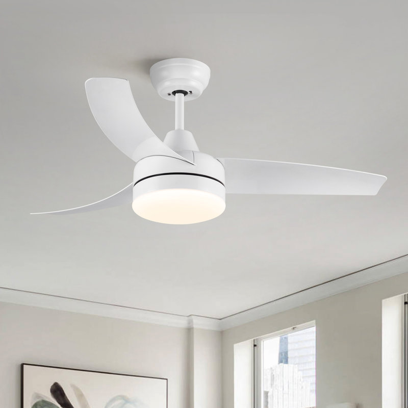 42 inch indoor white ceiling fan with led light