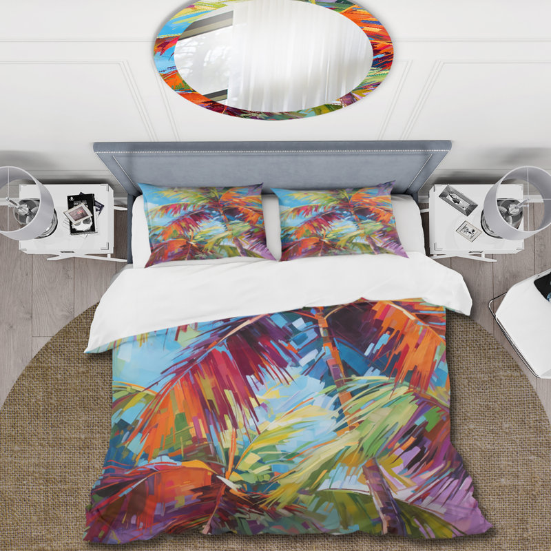 Ensemble de housse de couette en microfibre / polyester Popart Palm Trees II Bedding