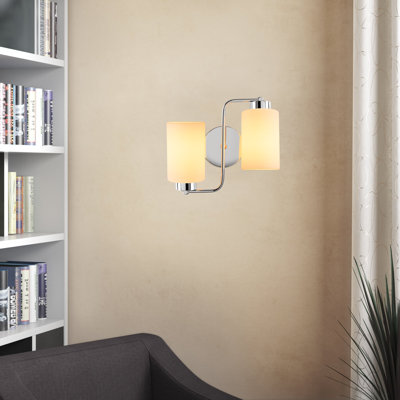 Élégante lampe murale scandinave, corps en métal argenté, plaque de base 12 x 1,2 pouces | 12,6 po x 11 po x 11,8 po | 2 x douille E27 Max 40W, IP20, conception moderne pour le salon, la chambre à coucher et les espaces de bureau, éclairage élégant et fonctionnel